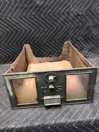 Vintage Brass Us Post Office Box With Metal Po Box Drawer & Glass Door 11 Inches
