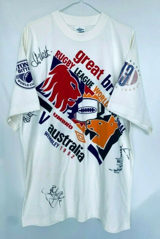 Vtg 1992 Rugby League World Cup Final Signed By Canberra Raiders Players Umbro