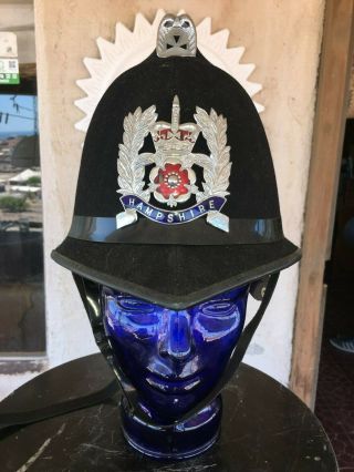 Vintage British Bobby Coxcombe Helmet Hampshire Police