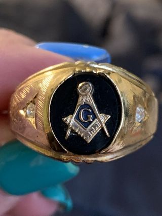 Vintage 14k Gold - Filled Masonic Ring Men