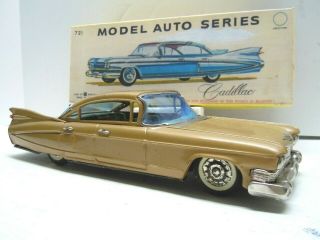 12 " Vintage 1959 Bandi Japan Tin Friction Cadillac Hardtop Car.  A,  /works