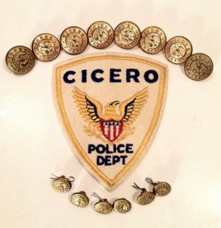 Vintage Old Cicero Illinois Police Patch W/ Felt Front Cheesecloth Back Obsolete