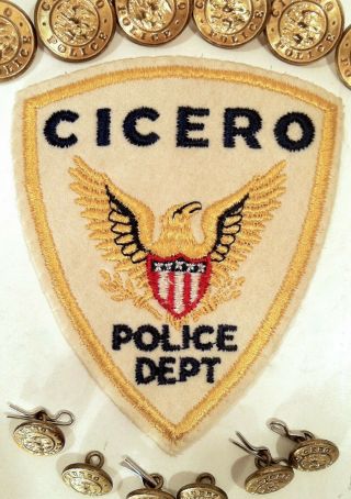 Vintage OLD Cicero Illinois Police Patch W/ Felt Front Cheesecloth Back OBSOLETE 3