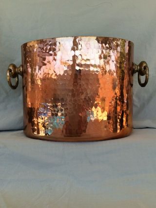Vintage Williams Sonoma France 2 Gallon Copper Pot Ice Bucket With Brass Handles