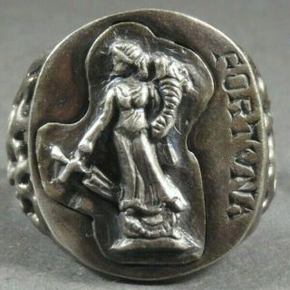 Ancient Roman Military Legionary Silver Ring Fortuna Personification Of Luck