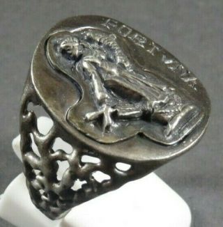 Ancient Roman Military Legionary Silver Ring Fortuna Personification of luck 2