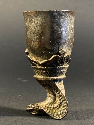 SCARCE ANCIENT CRUSADERS BRONZE WINE CUP DECORATED WITH SERPENT HEAD CA 1100 AD 3