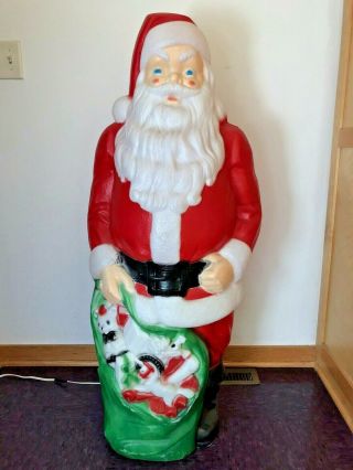 Vintage 46 " Tall Empire Blow Mold Santa With Bag Of Toys 1968 1960 