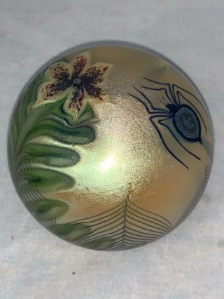 Vintage 1977 Orient & Flume Art Glass Paperweight Spider And Flower Sarawolfgang