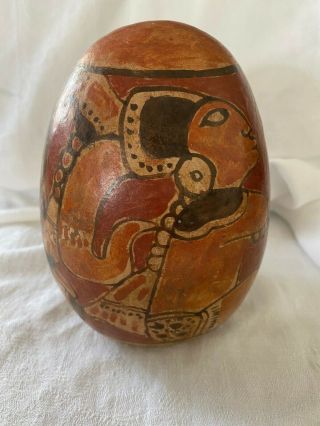 Ancient Artifact Figure Pre Columbian Pottery Mayan Figure God Egg Shaped