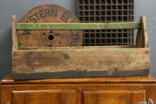 Antique Carpenters Tool Box Chest Wood Caddy Harvest Table Crate Vintage 32 " Big