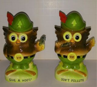 Woodsy Owl Vintage Salt And Peppers Smokey Bear