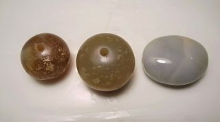 Ancient Near Eastern Egyptian Group Of Agate Beads,  I - Ii Mil.  B.  C.  3cm Largest