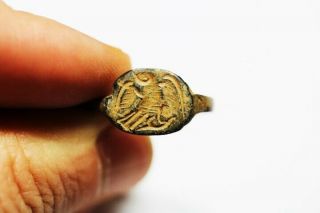 Zurqieh - As17627 - Ancient Roman Bronze Ring.  With Eagle.  100 - 200 A.  D