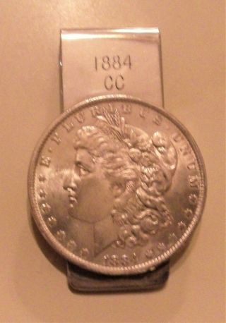 Vintage 1884 Morgan Silver Dollar Money Clip 48.  3 Grams Harrah 