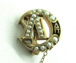 Vintage Lambda Chi Alpha 14k Gold Fraternity Pin With Seed Pearls - 1/2 " X1/2 "