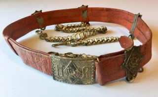 2 Antique,  1890’s Knights Templar,  Sword Belts,  For Roysattic Only.  Silver Gold