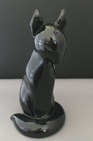 Vintage Seguso Italy Murano Art Glass Black Cat Sculpture About 6 1/2” Tall.