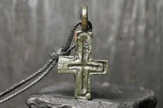 Rare Ancient Viking Bronze Orthodox Cross,  Antique Pendant,  9 - 11th Century AD. 2