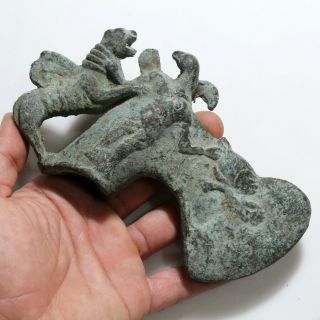 Extremely Rare Luristan Bronze War Ax - Decorated With Animals Ca 1000 - 700 Bc