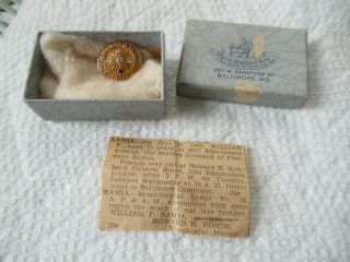 Vintage 10 Kt Gold Baltimore Gas & Electric Service Award Pin 4 Diamonds