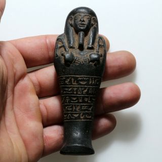Circa 500 Bc Intact Egyptian Black Glaze Shabti
