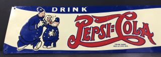 Vintage 1940 Pepsi Cola Double Dot 5c Policeman Pete Cops Tin Sign 22”