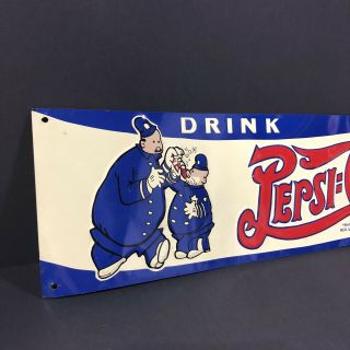 Vintage 1940 Pepsi Cola Double Dot 5c Policeman Pete Cops Tin Sign 22” 3