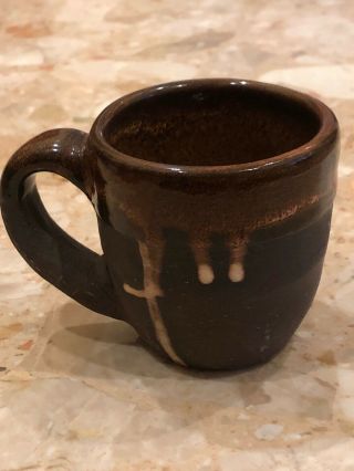 Vintage Handmade Ceramic Glazed Rustic Expresso 4oz Coffee Mug Cup Signed