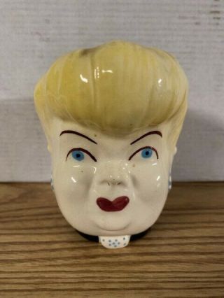 Vintage Blonde Lady Head Vase Wall Pocket Planter