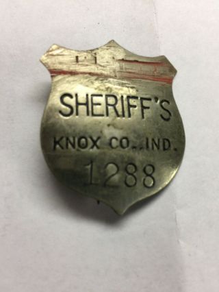 Vintage Antique Obsolete Knox County Indiana Sheriff Shield Pattern Badge