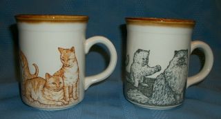 2 Biltons Vintage Coffee Mug Stoneware Tea Cup Made In England Cats Kittens