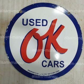 Ok Cars 2 Sided 30 Inches Round Vintage Enamel Sign