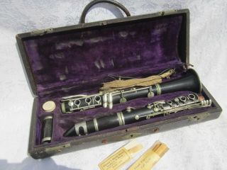 Vintage Buffet Crampon A Paris Ebony Wood Clarinet W/case Vandoran Mouthpiece