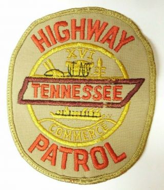 Old Vintage Tennessee Highway Patrol Patch Tn State Police - Tan Twill