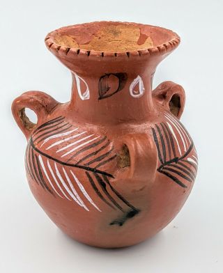 Vintage Southwest Native American Pottery Pot Jug Water Teapot Vase Tri - Handled