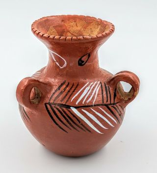 Vintage Southwest Native American Pottery Pot Jug Water Teapot Vase Tri - handled 2