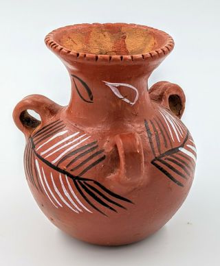 Vintage Southwest Native American Pottery Pot Jug Water Teapot Vase Tri - handled 3
