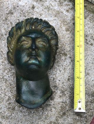 Ancient Roman Bronze Statue - Head Of Unknown Emperor