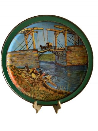 Artist Van Gogh Painting The Langlois Bridge At Aries Color Tin Tray 13.  5 "