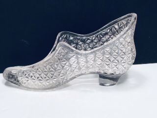 Vintage Clear Diamond Point Glass Shoe/ Slipper