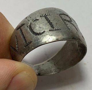 Very Rare Ancient Roman Military Silver Seal Ring Vicirix Circa 100 - 200 Ad 26mm