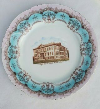 Antique Souvenir China Plate High School Walla Walla Washington By Ohme Germany