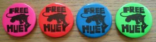 Set Of 4 Huey Newton Black Panther Party Founder Pins Buttons 1960 