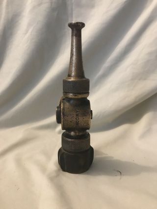 Large,  Heavy Vintage Brass Camcone Fire Hose Valve And Nozzle