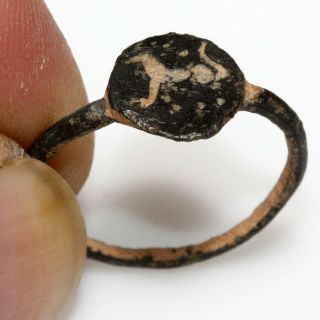 Museum Quality Ancient Greek Bronze Seal Ring Circa 300 - 100 Bc