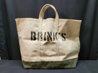 Vintage Brinks Large Canvas Cash Bag,  Very,  16 X 22 X 8