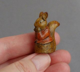 Tiny Vintage Cold Painted Bronze Metal Squirrel Nutkin Beatrix Potter Miniature