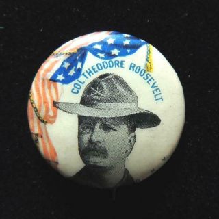 Theodore Roosevelt 1898 Rough Rider Campaign Pinback Button Ny Governor