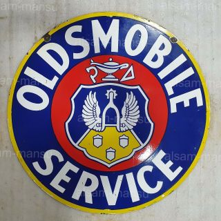 Oldsmobile Service 2 Sided 30 Inches Round Vintage Enamel Sign